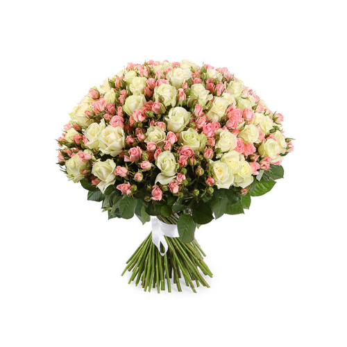 Купить на заказ Букет из 101 белой розы (микс) с доставкой в Степняке