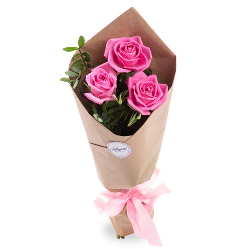 Купить на заказ Букет из 3 розовых роз с доставкой в Степняке