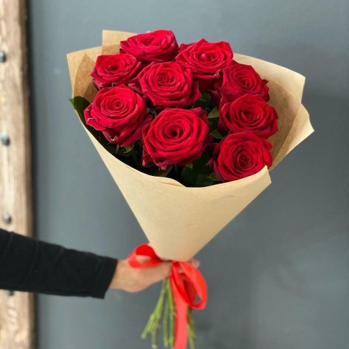 Купить на заказ Букет из 9 красных роз с доставкой в Степняке