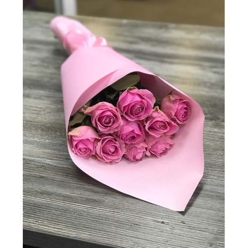 Купить на заказ Букет из 9 розовых роз с доставкой в Степняке