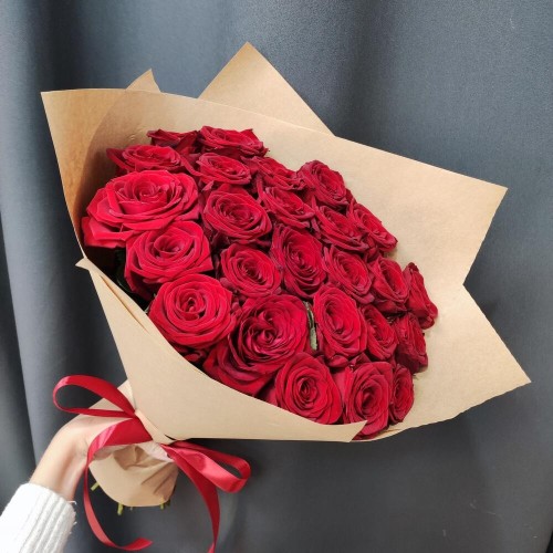 Купить на заказ Букет из 25 красных роз с доставкой в Степняке